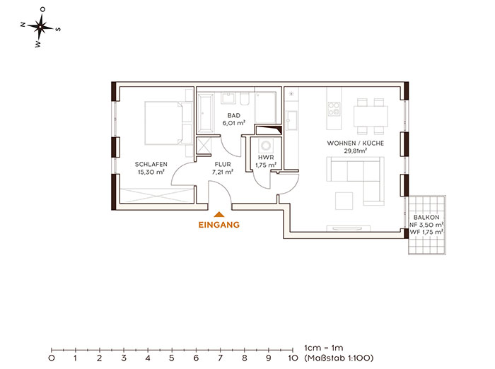 Grundriss Wohnung 1