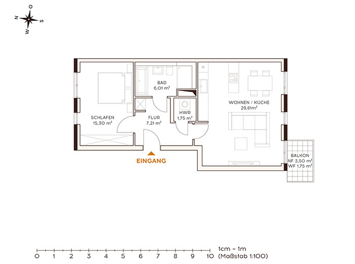 Grundriss Wohnung 1