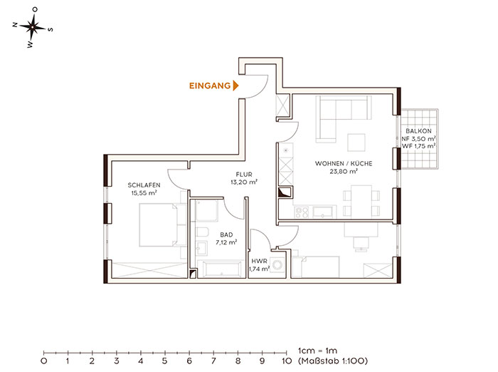Grundriss Wohnung 1