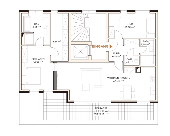 Grundriss Wohnung 1